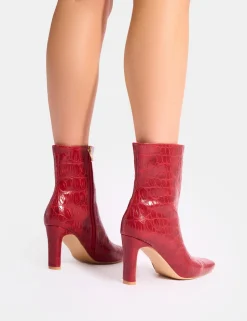 Discount Polaris Croc Snipped Toe Ankle Boots Heeled Boots | Ankle Boots