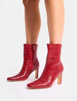 Discount Polaris Croc Snipped Toe Ankle Boots Heeled Boots | Ankle Boots
