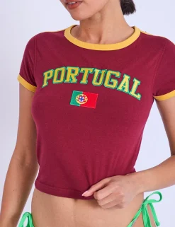 Hot Portugal Contrast Trim Baby Tee Sculpt & Leisure | Kaiia The Label