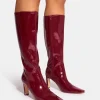 Flash Sale Pose Patent Zip Knee High Slim Block Heeled Boots Block Heels | Heeled Boots