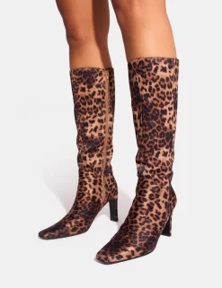 Cheap Pose Wide Fit Zip Up Knee High Slim Block Heeled Boots Wide Fit Block Heels | Block Heels