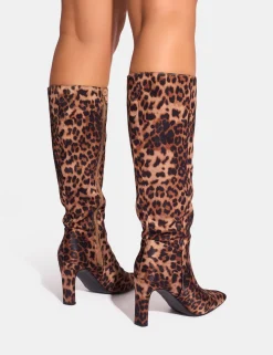 Cheap Pose Wide Fit Zip Up Knee High Slim Block Heeled Boots Wide Fit Block Heels | Block Heels