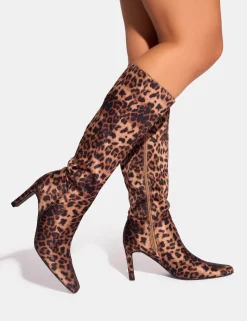 Shop Pose Zip Up Knee High Slim Block Heeled Boots Block Heels | Heeled Boots