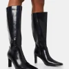 Best Sale Pose Wide Fit Textured Zip Up Knee High Slim Block Heeled Boots Wide Fit Boots | Wide Fit Boots