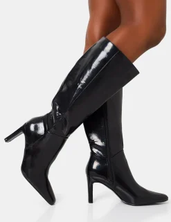 Best Sale Pose Wide Fit Textured Zip Up Knee High Slim Block Heeled Boots Wide Fit Boots | Wide Fit Boots