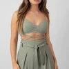 Outlet Premium Tie Wrap Detail Bralet Sage Sculpt & Leisure | Kaiia The Label