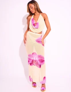 Best Printed Floral Mesh Maxi Skirt Co-ord Co-ords | Skirts