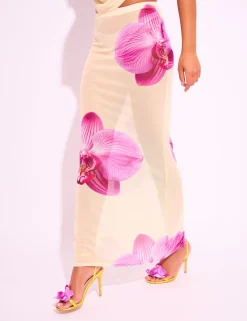 Best Printed Floral Mesh Maxi Skirt Co-ord Co-ords | Skirts