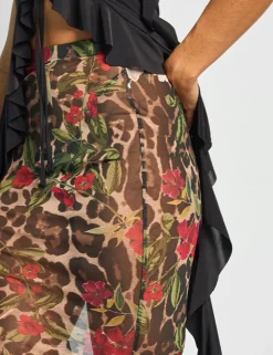 Flash Sale Printed Mesh Maxi Skirt Co-ords | Skirts