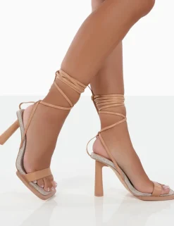Flash Sale Province Square Toe Strappy Lace Up Heels 4
