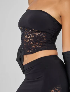 Shop Lace Hook and Eye Bandeau Top Co-ord in Co-ords | Tops