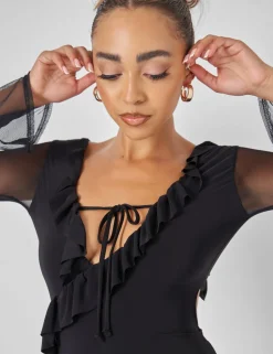 Cheap Mesh Tie Front Mini Dress in Sculpt & Leisure | Kaiia The Label