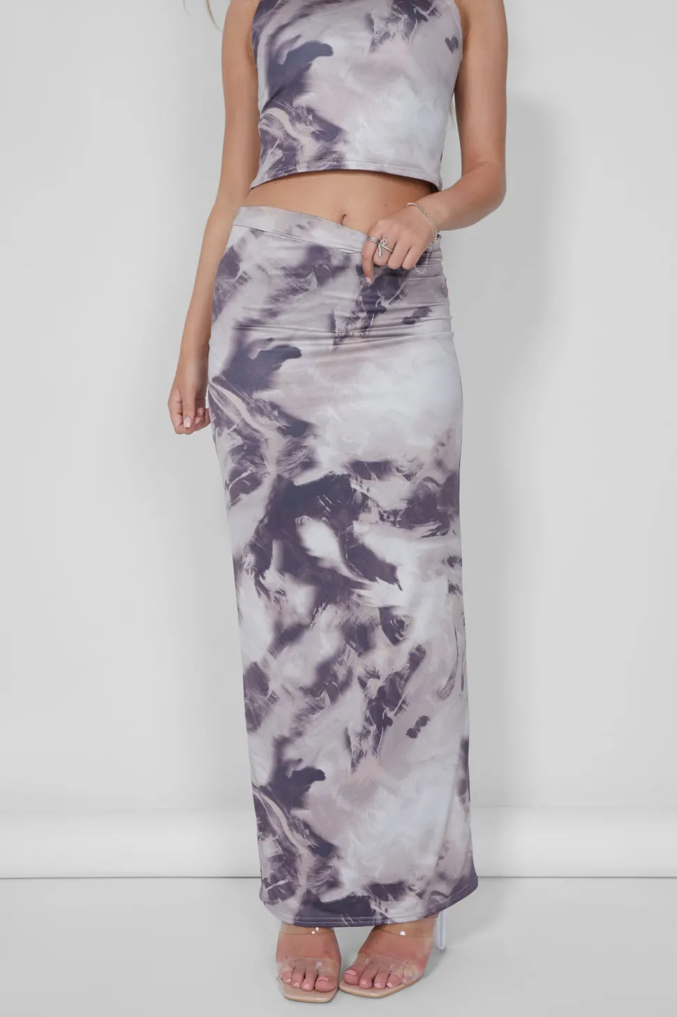 Best Sale V Front Maxi Skirt Co-ord in Print Co-ords