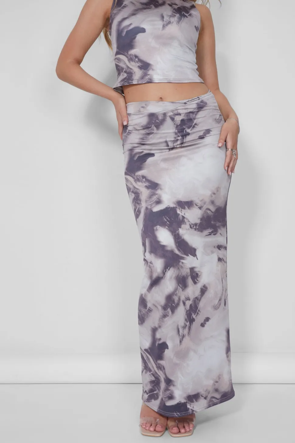 Best Sale V Front Maxi Skirt Co-ord in Print Co-ords