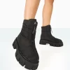 Fashion Puffy Nylon Zip Up Chunky Sole Snow Ankle Boots Chunky Boots | Ankle Boots