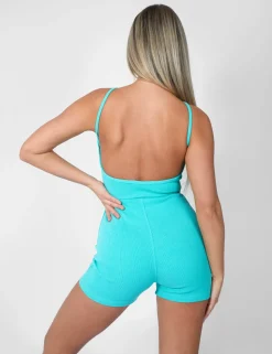 New Racer Low Back Ribbed Unitard Jumpsuit Peppermint Sculpt & Leisure | Kaiia The Label