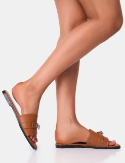 Outlet Radiance Buckle Trim Flat Sandals Flats