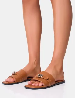 Outlet Radiance Buckle Trim Flat Sandals Flats