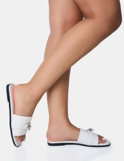 New Radiance Buckle Trim Flat Sandals Flats