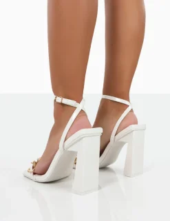 Best Sale Rae Wide Fit Patent Buckle Detail Block Heels Wide Fit Block Heels | 4" Heels
