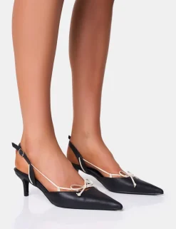 Outlet Rai Wide Fit Bow Detail Slingback Court Mid Heels Wide Fit Heels | Wide Fit Heels
