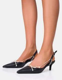 Outlet Rai Wide Fit Bow Detail Slingback Court Mid Heels Wide Fit Heels | Wide Fit Heels