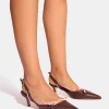 Best Sale Rai Chocolate Bow Detail Slingback Court Mid Heels Wide Fit Heels | Wide Fit Heels