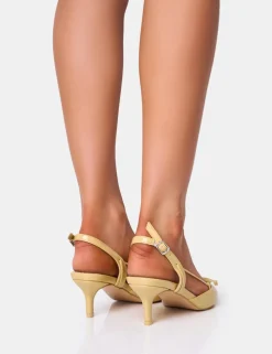 Sale Rai Custard Cream Bow Detail Slingback Court Mid Heels Wide Fit Heels | Wide Fit Heels