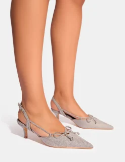 Discount Rai Denim Bow Detail Slingback Mid Heels Bow Heels | Kitten Heels