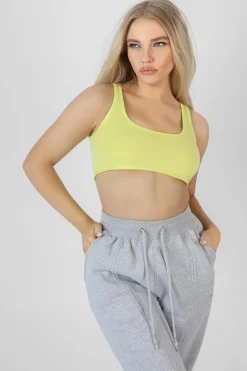 Online Raw Hem Scoop Neck Crop Top Lime Sculpt & Leisure | Kaiia The Label