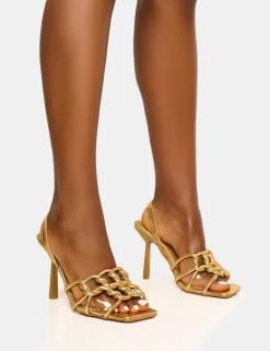 Store Rayne Knotted Upper Slingback Square Toe Heels Square Toe Heels | Gold Heels