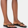 Sale Retreat PU Chain Strap Flip Flop Sandals Flats