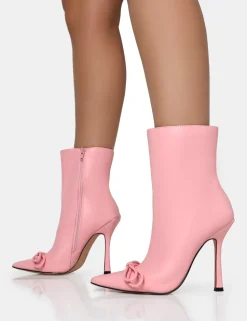 New Rhia Pu Bow Pointed Toe Stiletto Ankle Boots 4
