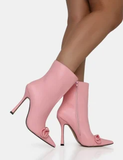 New Rhia Pu Bow Pointed Toe Stiletto Ankle Boots 4