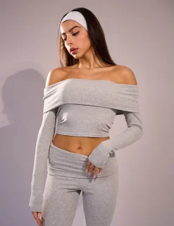 Store Rib Foldover Long Sleeve Top Co-ords | Tops