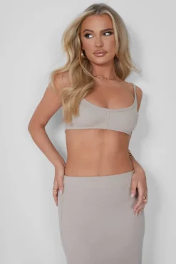 New Ribbed Bralet Stone Sculpt & Leisure | Kaiia The Label