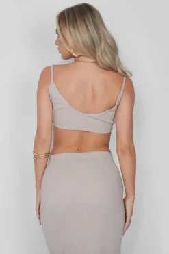 New Ribbed Bralet Stone Sculpt & Leisure | Kaiia The Label