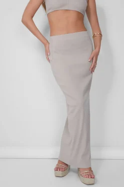 Outlet Ribbed Maxi Skirt Stone Sculpt & Leisure | Kaiia The Label