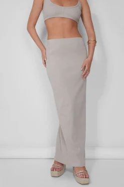 Outlet Ribbed Maxi Skirt Stone Sculpt & Leisure | Kaiia The Label