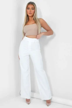 Fashion Ribbed Square Neck Crop Top Camel Sculpt & Leisure | Kaiia The Label