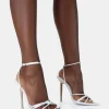 New Risque PU Strappy Pointed Toe Gold Stiletto Heels 4" Heels | Strappy Heels