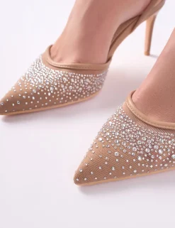 Best Rochie Mesh Embellished Sling Back Court Heels Court Heels | Mid Heels
