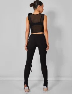 Flash Sale Rose Detail Sleeveless Mesh Top Tops