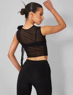Flash Sale Rose Detail Sleeveless Mesh Top Tops