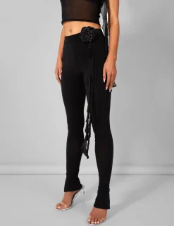 Flash Sale Rose Detail Slinky Trouser Trousers