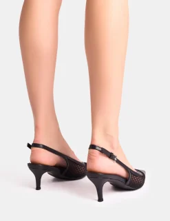 Best Roue Mesh Detail Slingback Mid Court Heels Court Heels | Mid Heels