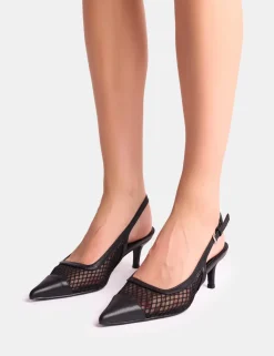 Best Roue Mesh Detail Slingback Mid Court Heels Court Heels | Mid Heels