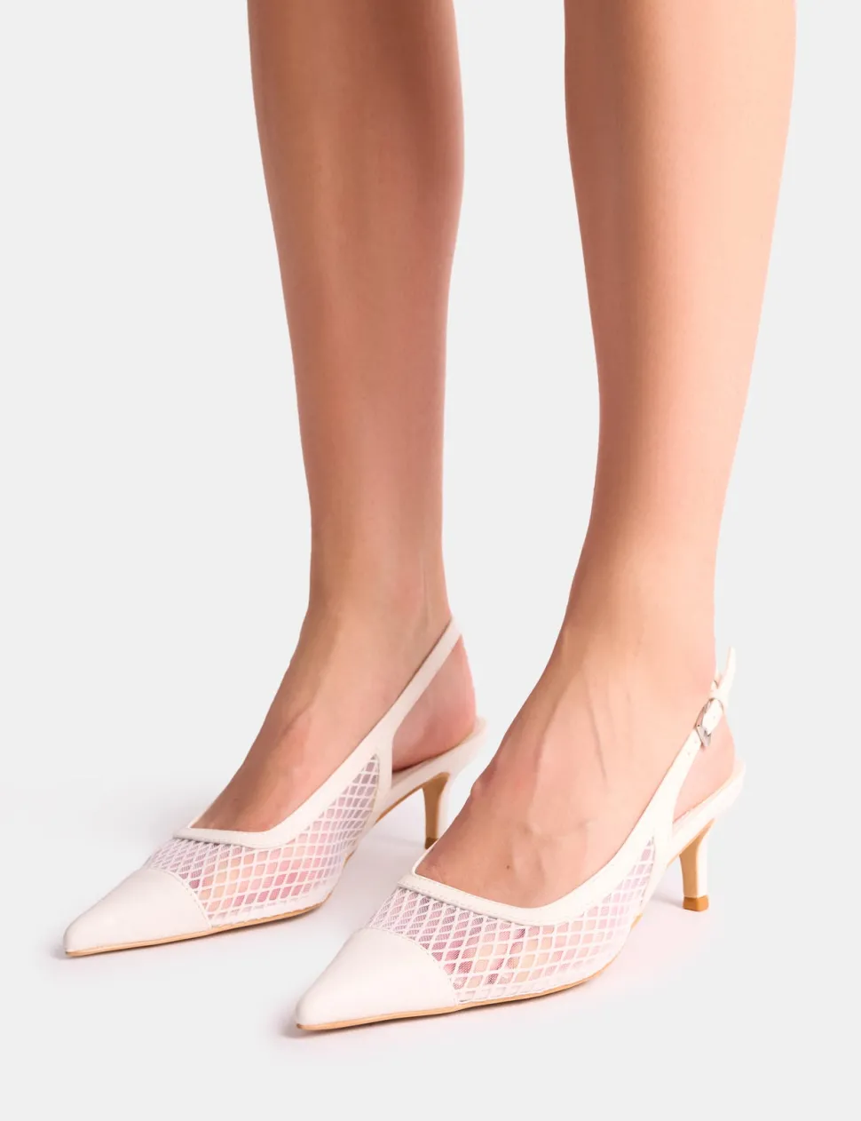 Store Roue Mesh Detail Slingback Mid Court Heels Court Heels | Mid Heels