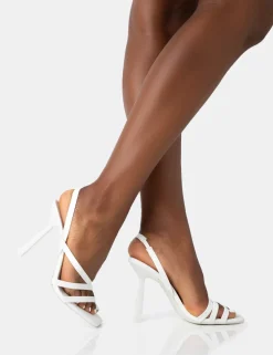 Fashion Roxie Pu Asymmetric Strap Square Toe Stiletto Heels Barely There Heels | Square Toe Heels