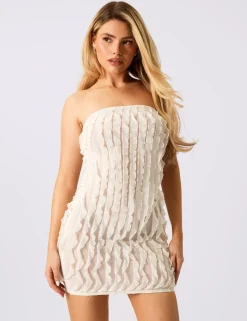 Flash Sale Ruffle Detail Bandeau Mini Dress Dresses